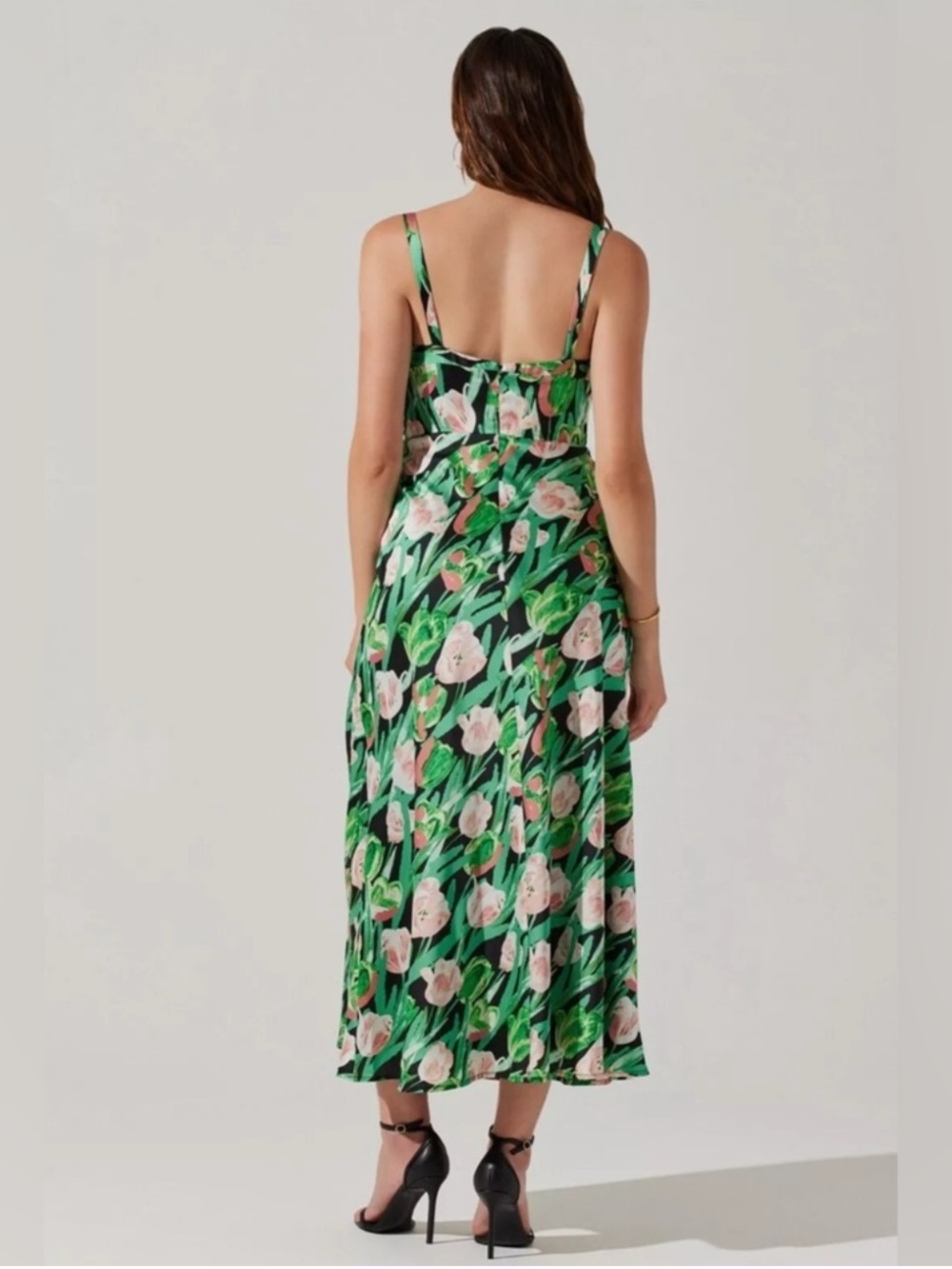 NWT ASTR Floral Corset Dress Satin Long Midi Length Wedding Guest Summer US L - Picture 15 of 15